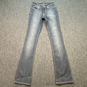 Paco Jeans Flare Sz 3 Women Y2K Pinstripe Denim Skater Grunge Low Rise Pants